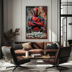 Deadpool: dipinto Money and Chaos | Dettagli in acrilico