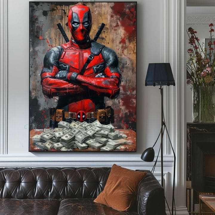 Deadpool: dipinto Money and Chaos | Dettagli in acrilico