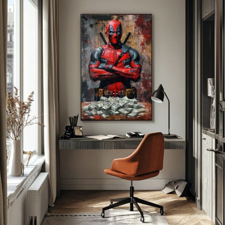 Deadpool: dipinto Money and Chaos | Dettagli in acrilico
