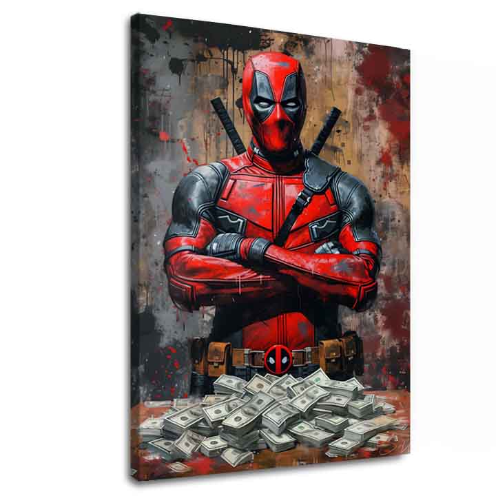 Deadpool: dipinto Money and Chaos | Dettagli in acrilico