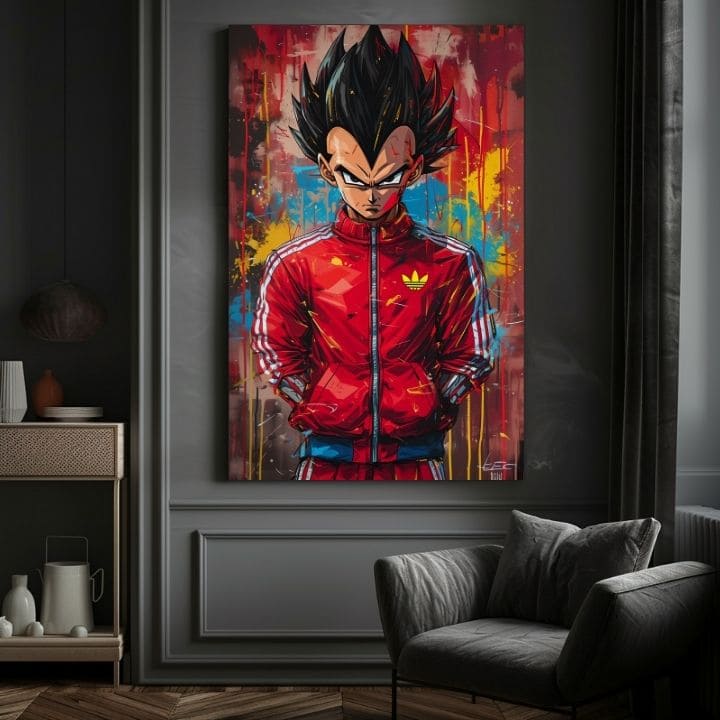 Saiyan: Dipinto del potere del guerriero | Dettagli in acrilico