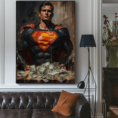 Superman: dipinto Money Man | Dettagli in acrilico