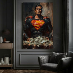 Superman: dipinto Money Man | Dettagli in acrilico