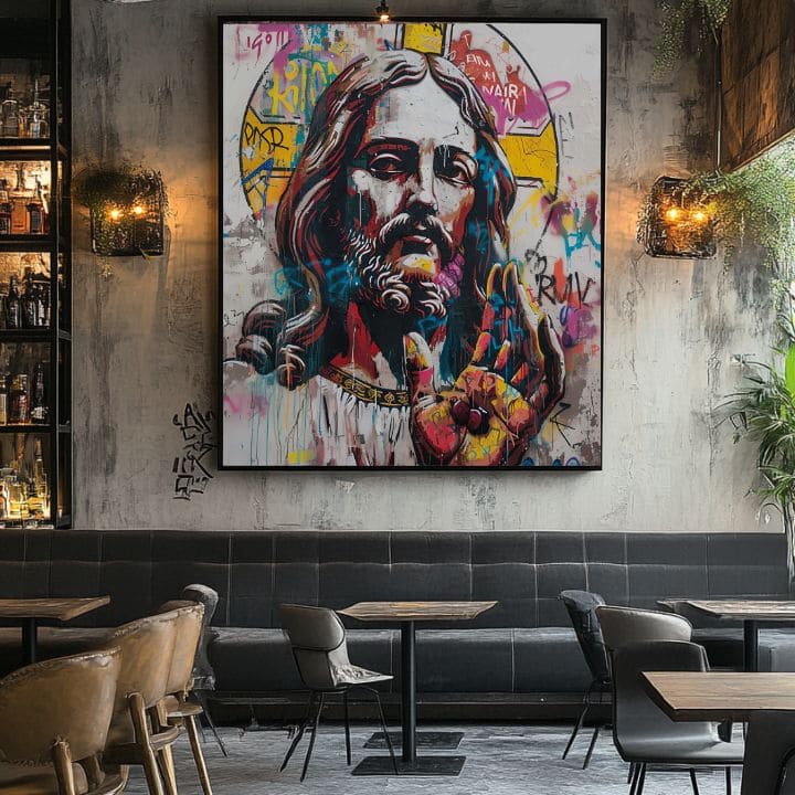 Immagine POP WARRIOR su tela | Dettagli in acrilico