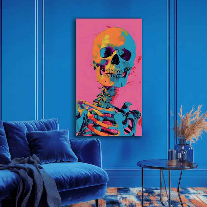 Immagine NEON SKELETON su tela | Dettagli in acrilico