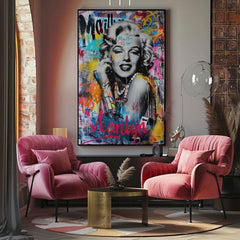 Immagine GRAFFITI MONROE su tela | Dettagli in acrilico