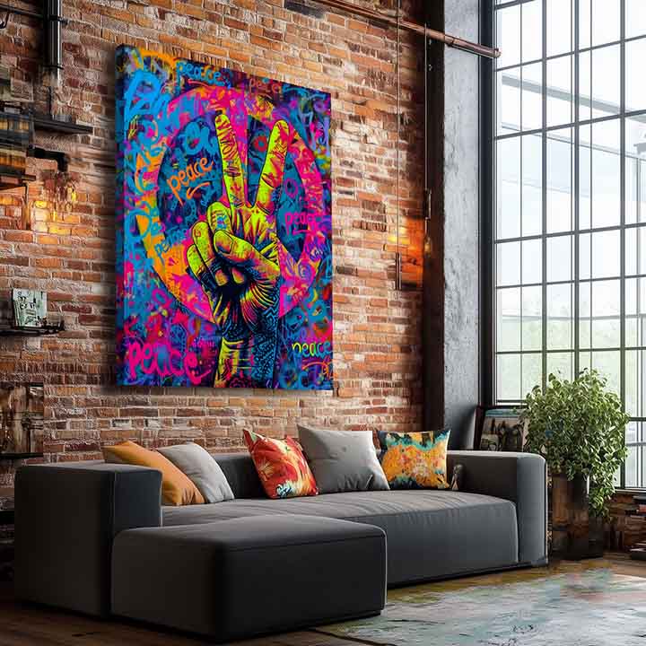 Immagine PEACE SIGN su tela | Dettagli in acrilico