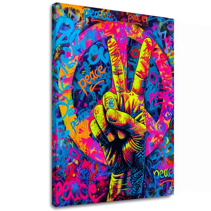Immagine PEACE SIGN su tela | Dettagli in acrilico