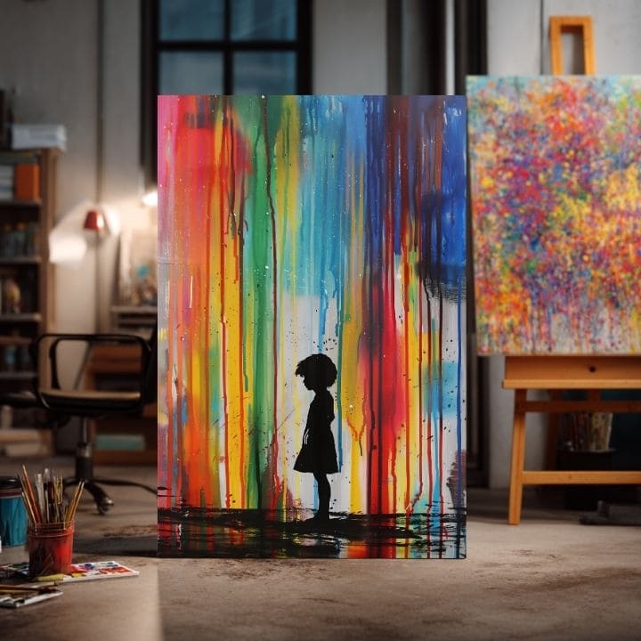 Immagine RAINBOW SILHOUETTE su tela | Struttura dipinta