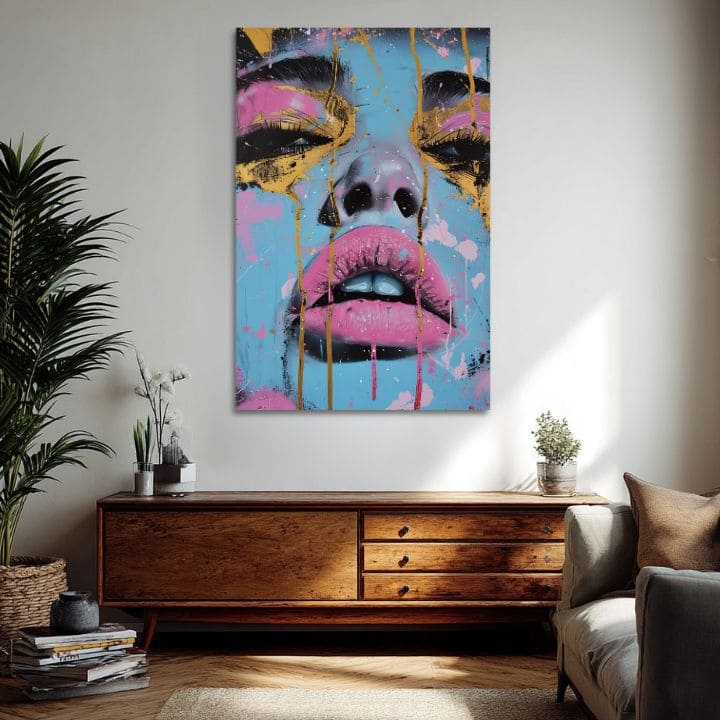 Immagine NEON LIPS su tela | Struttura dipinta