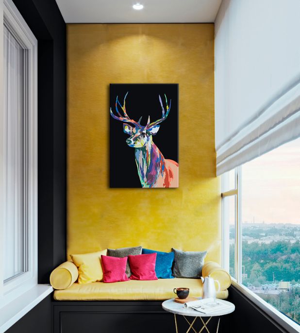 Pittura per numeri CERVO COLORATO | difficoltà bassa EDIZIONE SPECIALE NERA