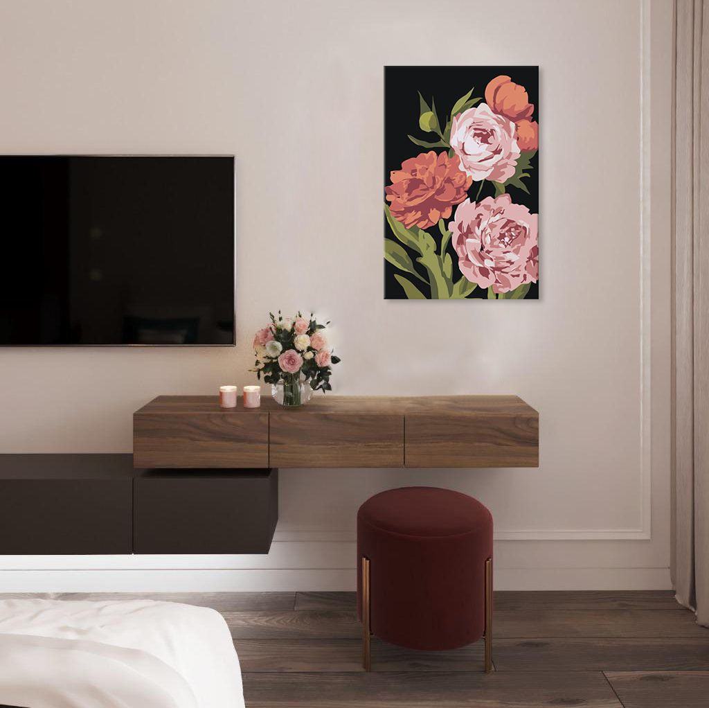 Pittura per numeri GIARDINO DEI FIORI | difficoltà bassa EDIZIONE SPECIALE NERA
