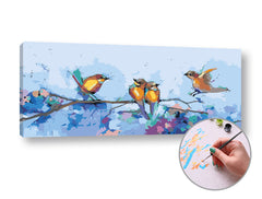 Pittura per numeri UCCELLI IN INVERNO | difficoltà media