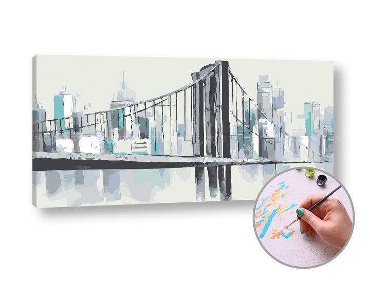 Pittura per numeri MOST THROUGH THE RIVER | difficoltà bassa