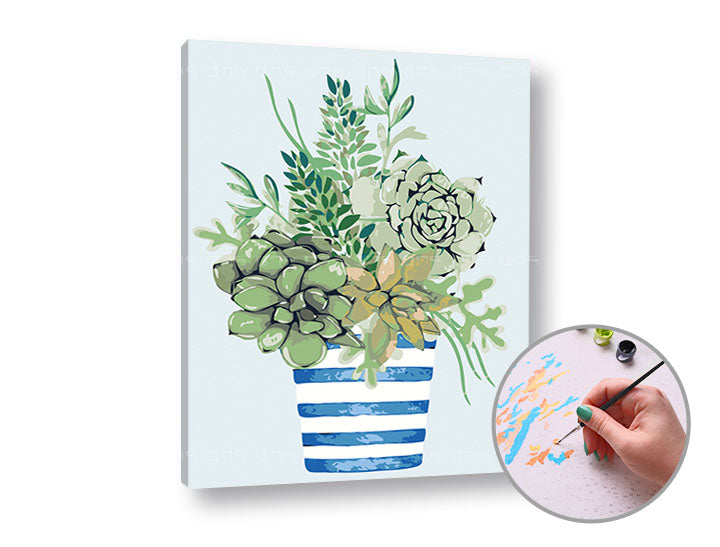 Pittura per numeri FIORI VERDI NEL FIORE | difficoltà bassa