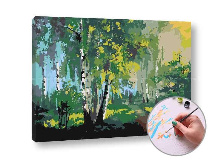 Pittura per numeri PASSEGGIARE NEL BOSCO | difficoltà bassa