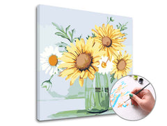 Pittura per numeri MARGHERITE E GIRASOLI | difficoltà bassa