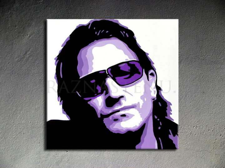 Dipinto a mano POP ART BONO-U2 100x100 cm