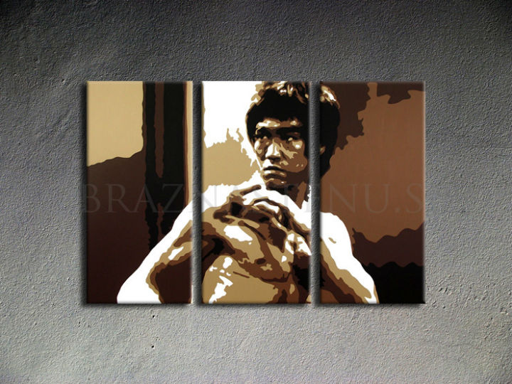 Dipinto a mano POP ART dipinto AL BRUCE LEE 120x80 cm