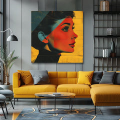 Audrey Hepburn dipinto su tela - Icona elegante - immagine 3
