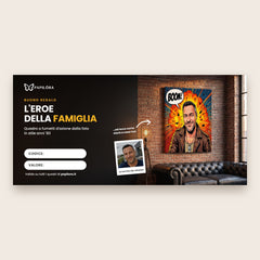 Buono regalo per un quadro a fumetti personalizzato da foto per uomo