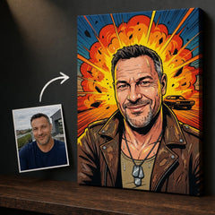 Esempio di quadro: ritratto a fumetti da foto in stile action anni 80