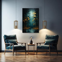 Decorazione da parete moderna Fantasia di foglie d'oro - PREMIUM ART - immagine 4