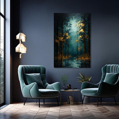 Decorazione da parete moderna Fantasia di foglie d'oro - PREMIUM ART