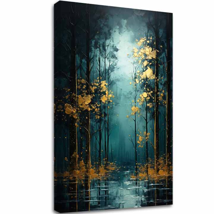 Decorazione da parete moderna Fantasia di foglie d'oro - PREMIUM ART - immagine 2