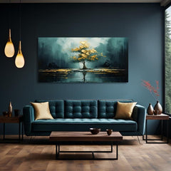 Decorazione da parete moderna Riflesso dorato nel lago - PREMIUM ART - immagine 3