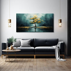 Decorazione da parete moderna Riflesso dorato nel lago - PREMIUM ART