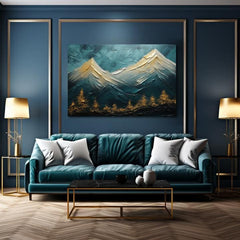 Decorazione moderna da parete Golden Mysterious Rock - PREMIUM ART