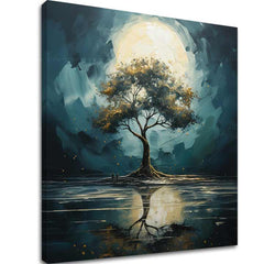 Decorazione murale moderna Albero della luna notturna - PREMIUM ART - immagine 2