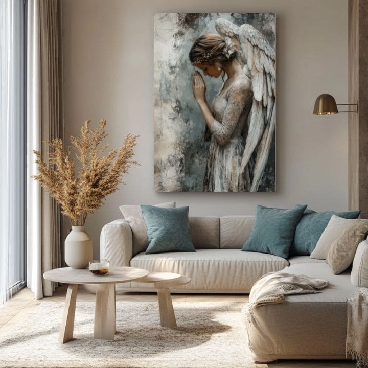 Dipinti di angeli Anima pacifica | rifinito a mano dall'artista