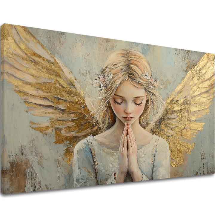 Dipinti di angeli Preghiera mattutina | rifinito a mano dall'artista - immagine 2