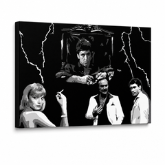 Dipinto a mano POP Art AL PACINO 1 pezzo al15 – Visualizzazione 3D del quadro dipinto a mano su sfondo bianco. Colori dominanti: nero, bianco, grigio.