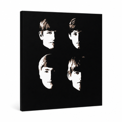 Dipinto a mano POP Art BEATLES 1 pezzo beat9 – Visualizzazione 3D del quadro dipinto a mano su sfondo bianco. Colori dominanti: nero, beige, marrone.