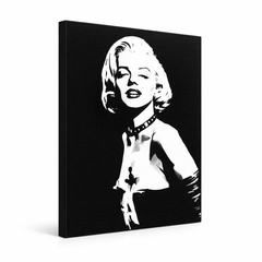 Dipinto a mano POP Art Marilyn MONROE 1 pezzo mon5 – Visualizzazione 3D del quadro dipinto a mano su sfondo bianco. Colori dominanti: nero, bianco, grigio.