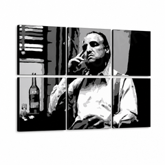 Dipinto a mano POP Art MARLON BRANDO 6 parti mb9 – Visualizzazione 3D del quadro dipinto a mano su sfondo bianco. Colori dominanti: nero, bianco, grigio.