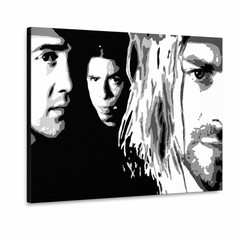 Dipinto a mano POP Art Nirvana 1 pezzo nir – Visualizzazione 3D del quadro dipinto a mano su sfondo bianco. Colori dominanti: nero, bianco, grigio.