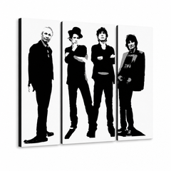 Dipinto a mano POP Art Rolling Stones 4 pezzi rs – Visualizzazione 3D del quadro dipinto a mano su sfondo bianco. Colori dominanti: nero, bianco, grigio.