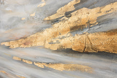 Quadro dipinto a mano su tela con motivo CIELO, accenti dorati, paesaggio nei toni bianco-grigi, atmosfera serena, sensazione di lusso e natura – prodotto, vista 2
