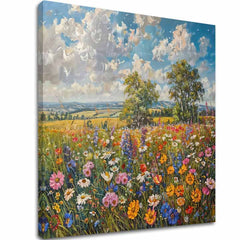 Quadro Prato Estivo – tela 3D gallery-wrap rifinita a mano con dettagli acrilici per un effetto realistico