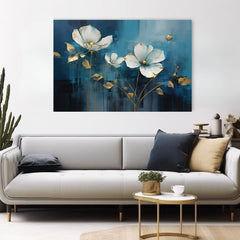 Eleganza senza tempo su tela Astrazione blu con accenti dorati