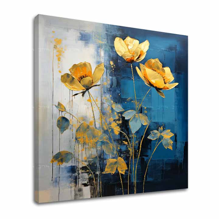 Eleganza senza tempo su tela Fiori dorati in un design moderno - immagine 2
