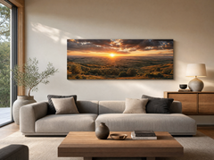 Quadro fotografico panoramico in un interno moderno sopra il divano – stampa personalizzata dalla tua foto