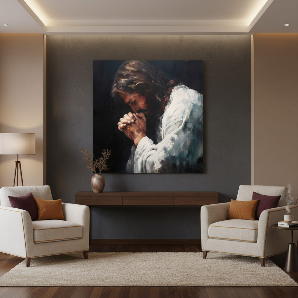 Gesù in preghiera | rifinito a mano dall'artista