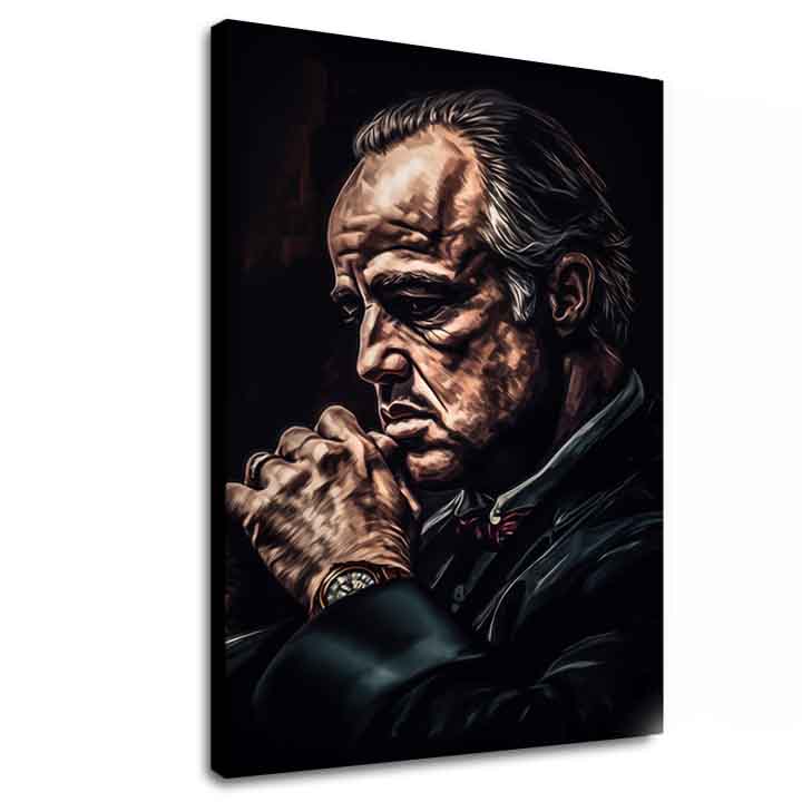 Immagine GODFATHER: Potere e rispetto | Tela italiana – visualizzazione della tela con cornice in legno, Papilora.