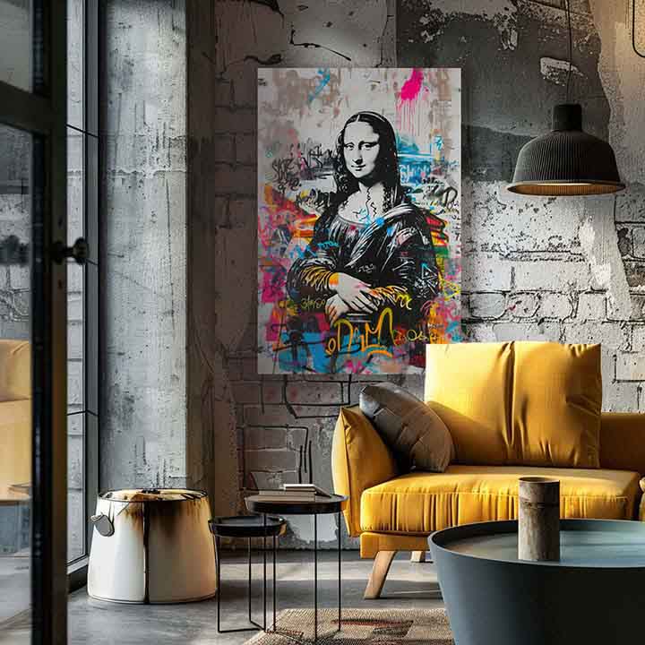 Immagine GRAFFITI MONA su tela | rifinito a mano dall'artista