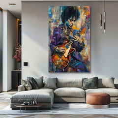 Immagine JIMI HENDRIX - Chitarra in fiamme | rifinito a mano dall'artista
